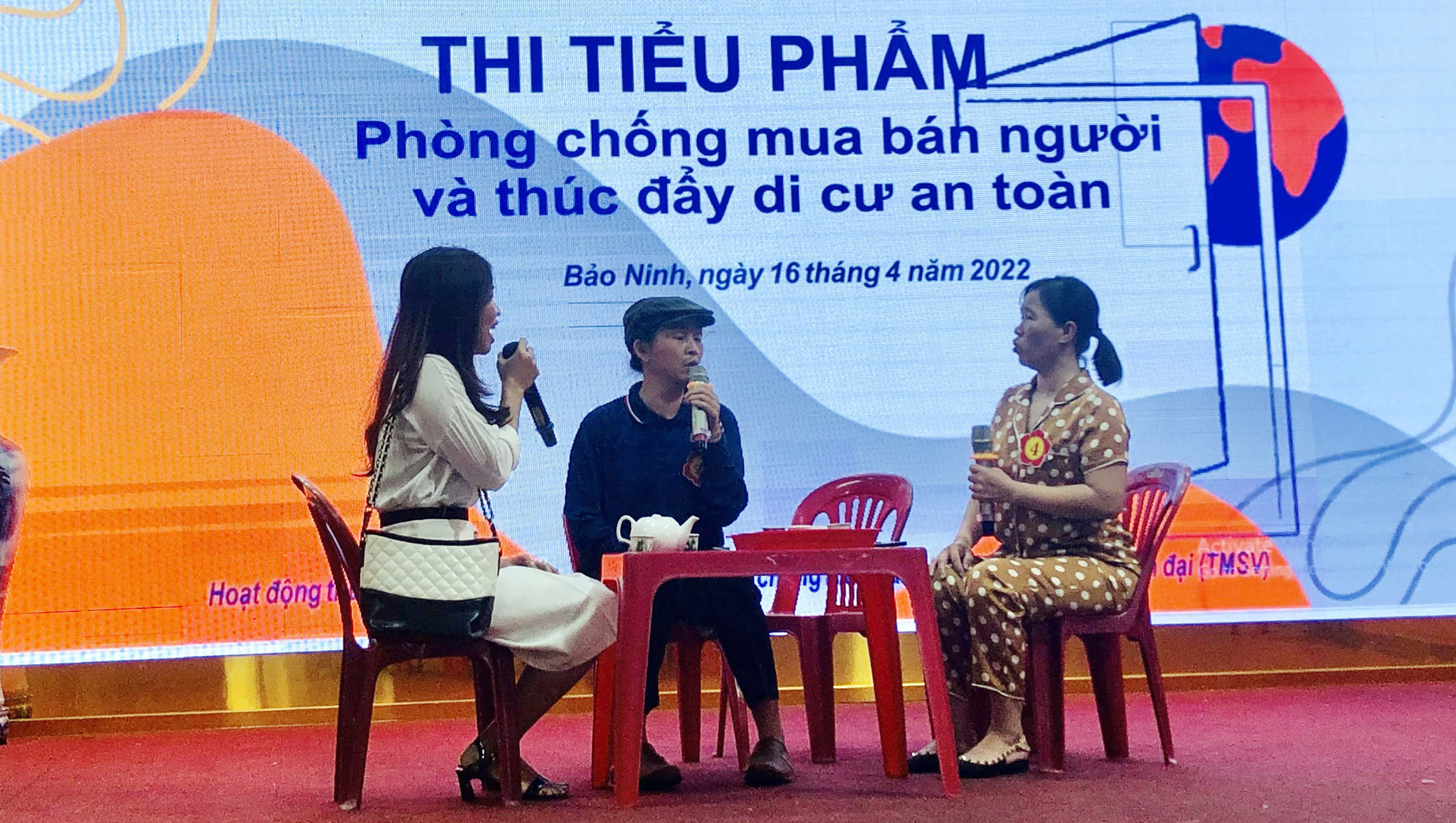 Hội LHPN xã Bảo Ninh (TP. Đồng Hới) tham gia cuộc thi tiểu phẩm tuyên truyền phòng, chống MBN và thúc đẩy di cư an toàn.