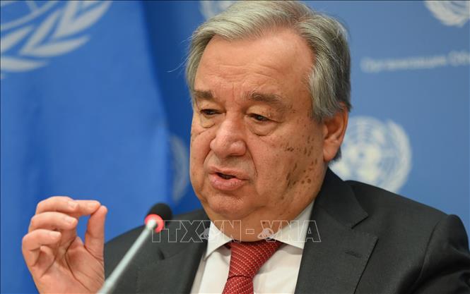 Tổng thư ký LHQ António Guterres tại một cuộc họp báo ở New York, Mỹ. Ảnh: AFP/TTXVN