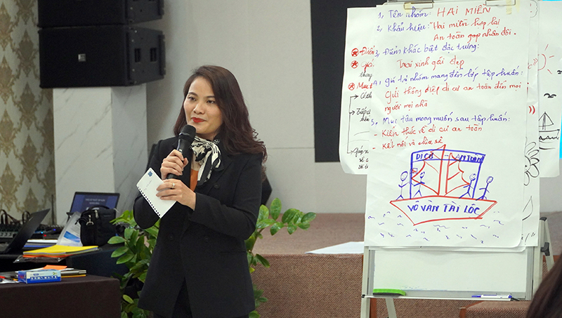 Các học viên trình bày sản phẩm truyền thông