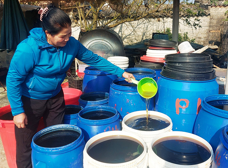 Nhờ nguồn vốn vay của QTDND Nhân Trạch, bà Hoàng Thị Hội đã có nguồn vốn để thu mua nguyên liệu, mở rộng sản xuất nước mắm.