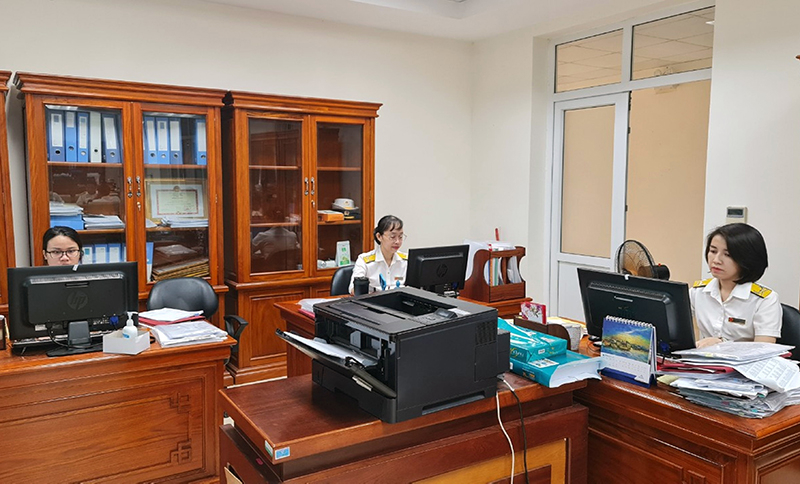 Cán bộ Phòng Thanh tra-Kiểm tra, Cục Thuế tỉnh rà soát, thu thập thông tin trước khi tiến hành thanh tra, kiểm tra thuế.