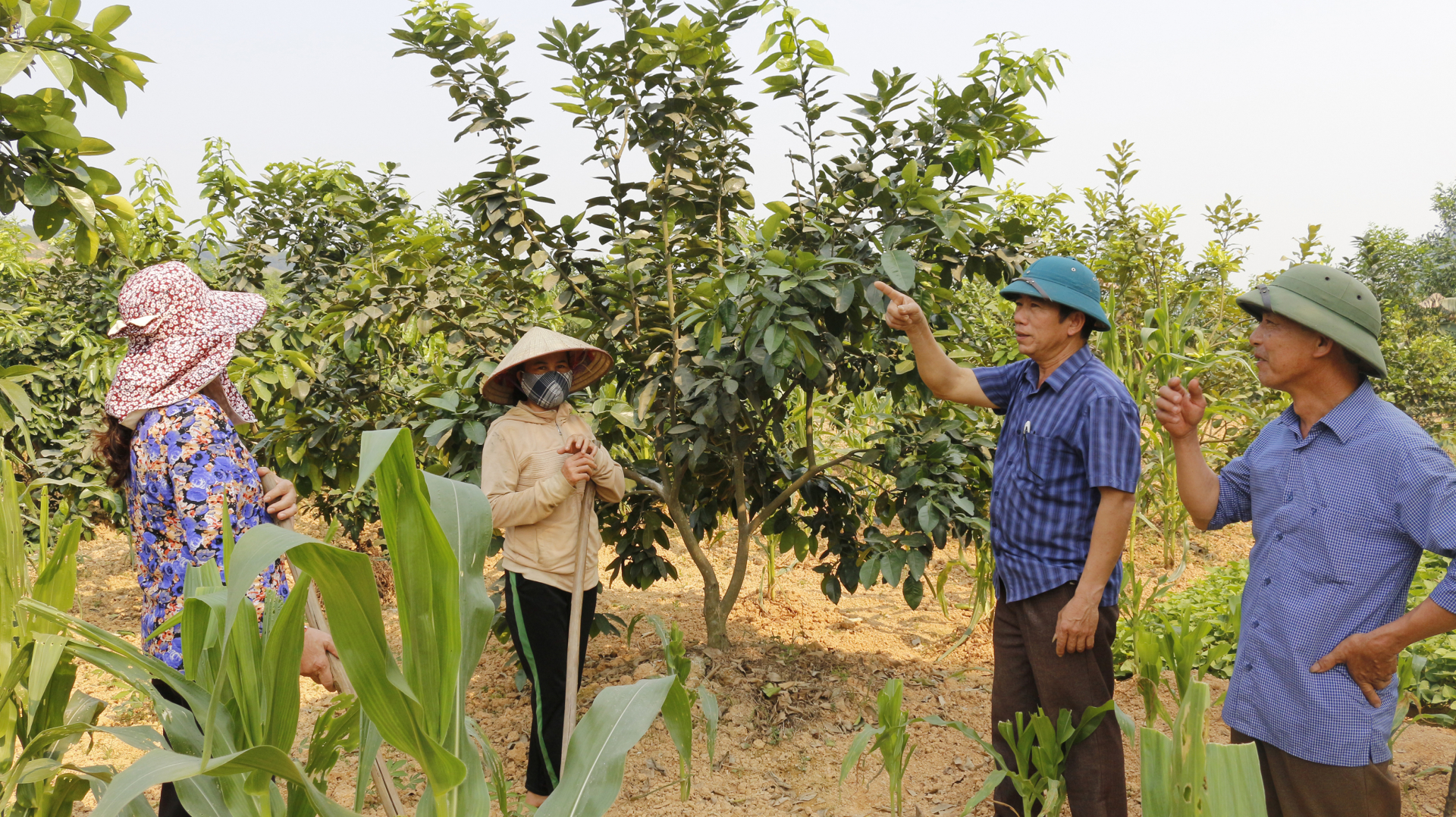 Người cán bộ “hai vai” Phùng Hữu Dũng thôn Ba Tâm, xã Thuận Hóa trò chuyện với người dân.