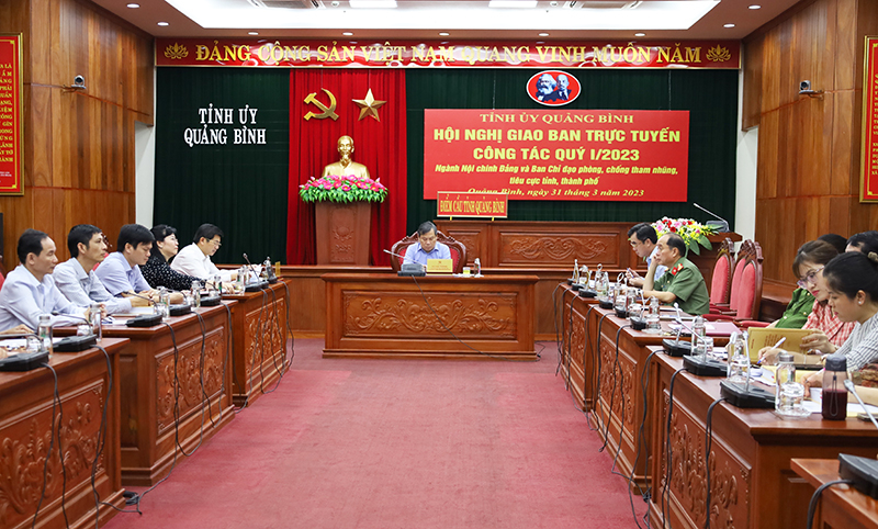 Toàn cảnh hội nghị tại điểm cầu Quảng Bình