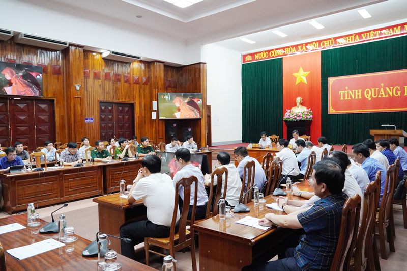 Quang cảnh hội nghị tại điểm cầu tỉnh Quảng Bình.