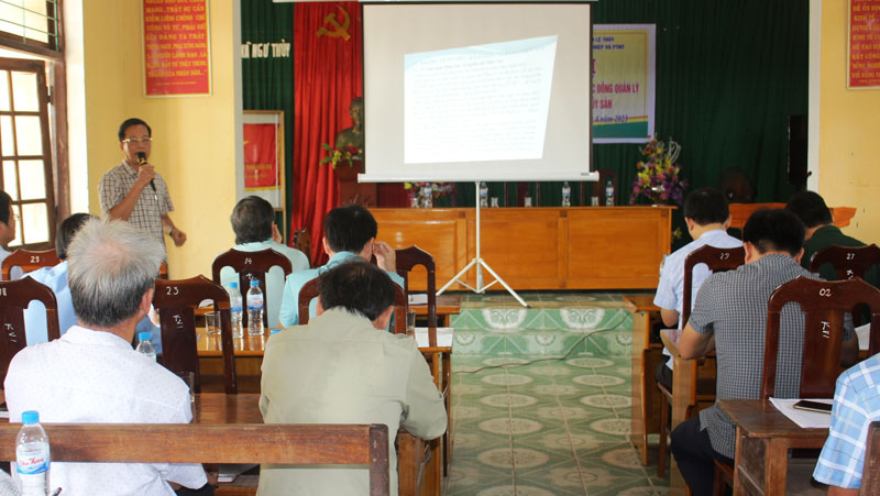 Toàn cảnh hội nghị phổ biến quy định về công tác đồng quản lý trong khai thác và bảo vệ nguồn lợi thủy sản.