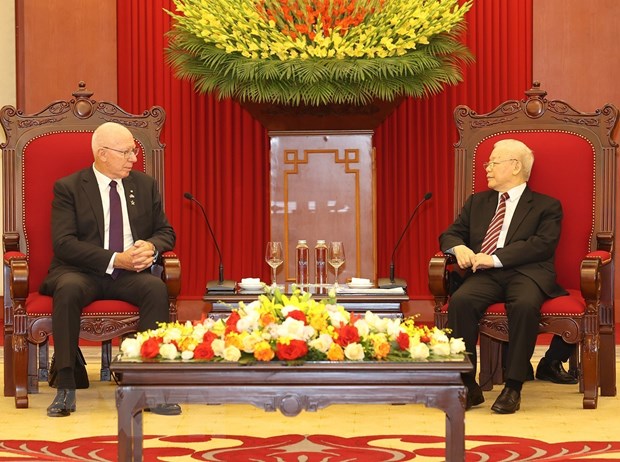 Tổng Bí thư Nguyễn Phú Trọng tiếp Toàn quyền Australia David Hurley thăm cấp Nhà nước Việt Nam. (Ảnh: Trí Dũng/TTXVN)