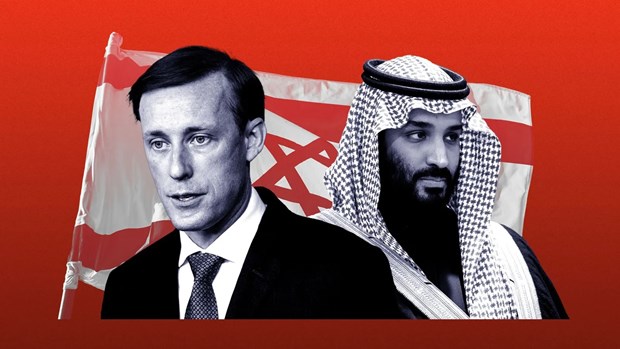  Cố vấn an ninh quốc gia Mỹ Jake Sullivan và Thái tử Saudi Arabia Mohammed bin Salman. (Nguồn: Axios)