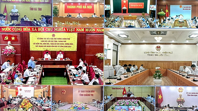 Đại biểu các điểm cầu phát biểu tại buổi họp.