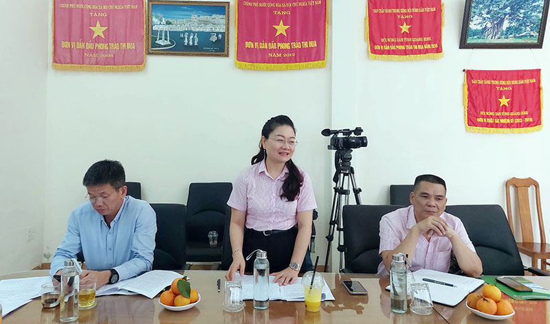 Đại diện lãnh đạo NHCSXH tỉnh phát biểu tại hội nghị