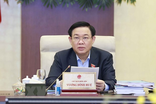 Chủ tịch Quốc hội Vương Đình Huệ phát biểu kết thúc Phiên họp. (Ảnh: Doãn Tấn/TTXVN)
