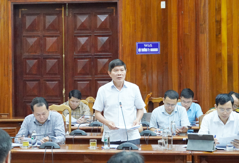 Lãnh đạo Sở GTVT phát biểu báo cáo tiến độ công tác GPMB của dự án.