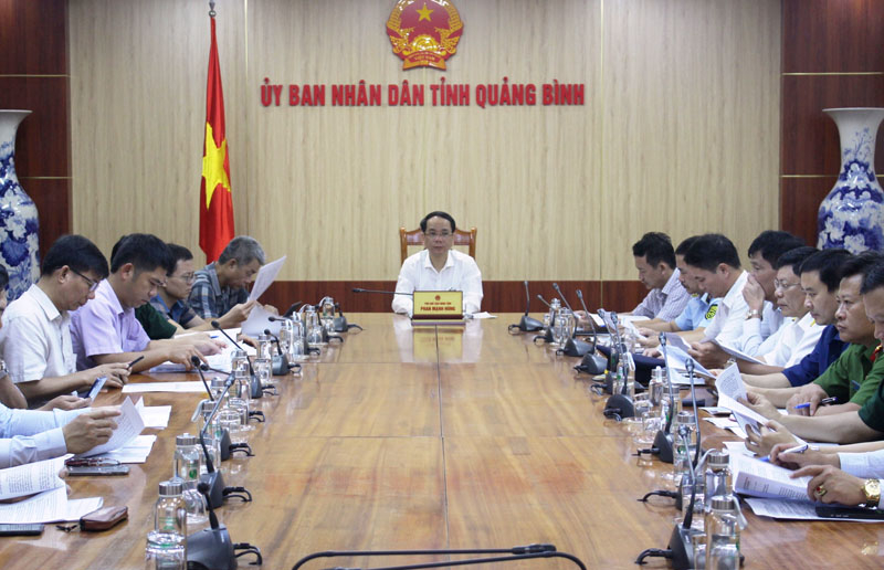 Toàn cảnh hội nghị trực tuyến tại điểm cầu Quảng Bình