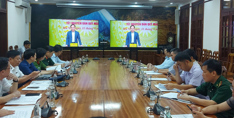 Toàn cảnh hội nghị trực tuyến tại điểm cầu Quảng Bình