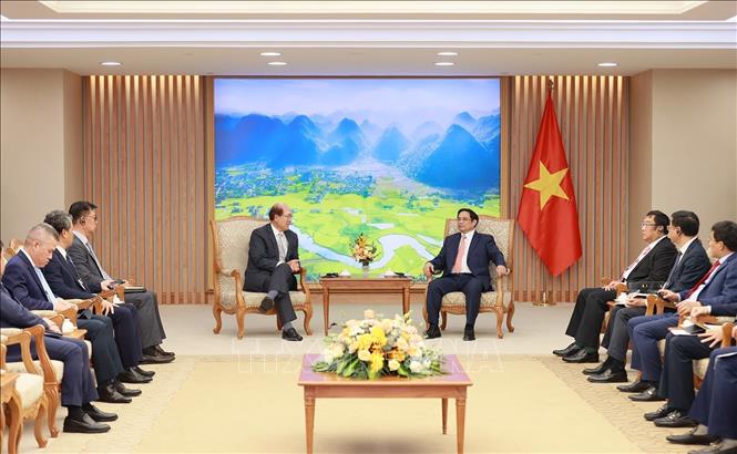 Thủ tướng Phạm Minh Chính tiếp ông Kitack Lim, Tổng Thư ký Tổ chức Hàng hải Quốc tế (IMO). Ảnh: Dương Giang/TTXVN