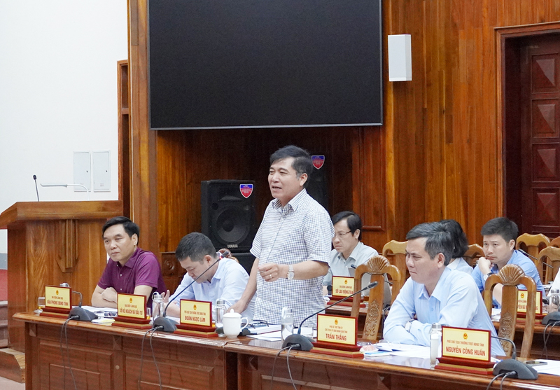 Đồng chí Phó Chủ tịch Thường trực UBND tỉnh Đoàn Ngọc Lâm phát biểu tại buổi làm việc.