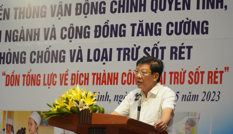 Phó Giám đốc Sở Y tế, Trưởng ban Quản lý Dự án “Sáng kiến khu vực ngăn chặn và loại trừ sốt rét kháng thuốc artemisinin” Phan Thanh Hải phát động chiến dịch truyền thông phòng chống và loại trừ sốt rét tại Quảng Bình.