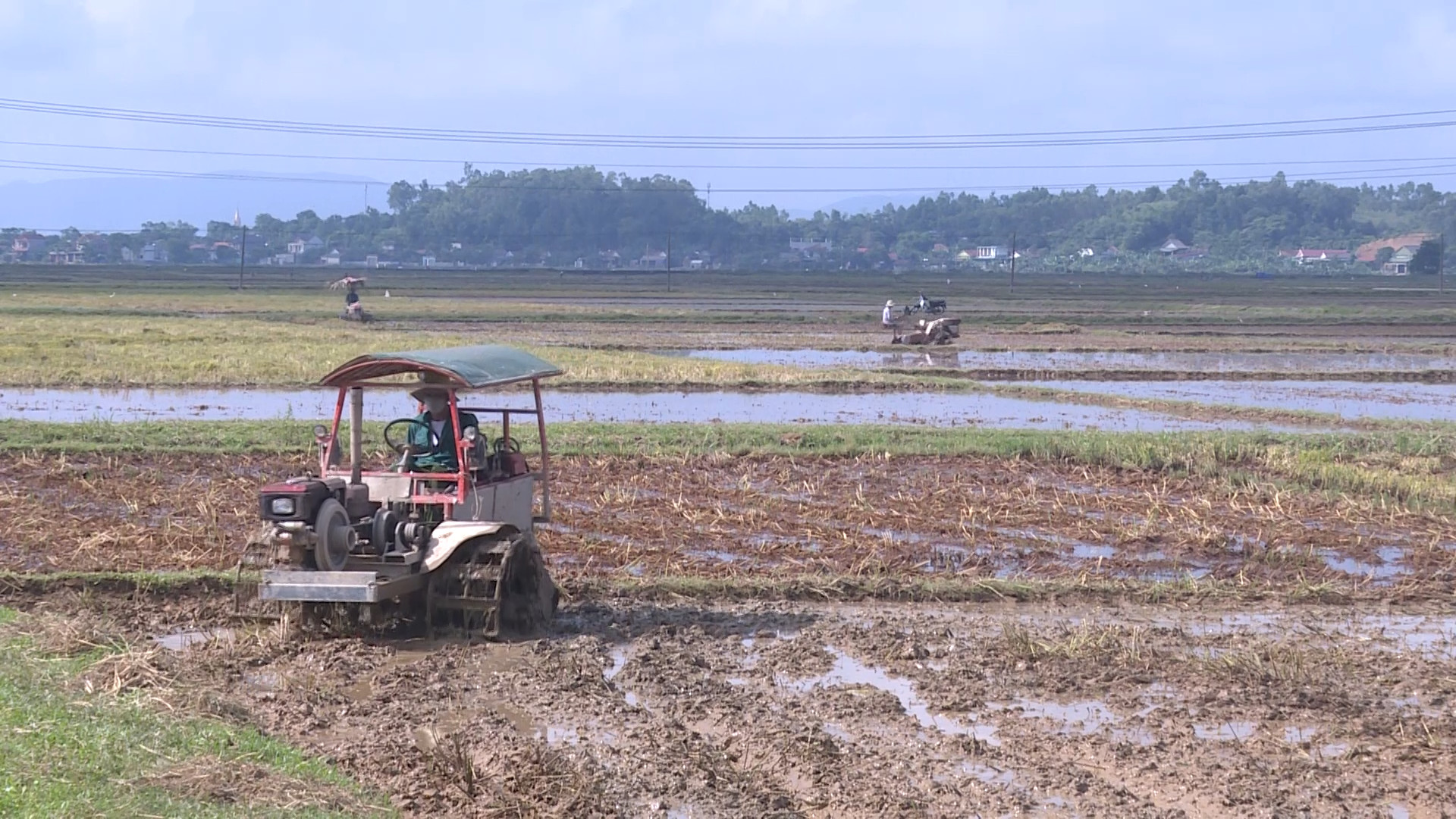 Nông dân Quảng Trạch tập trung làm đất, bảo đảm xuống giống đúng lịch thời vụ.
