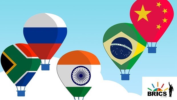 BRICS được thành lập năm 2006, là tên viết tắt tiếng Anh của tên các quốc gia thành viên gồm Brazil, Nga, Ấn Độ, Trung Quốc, Nam Phi. (Nguồn: CGTN)