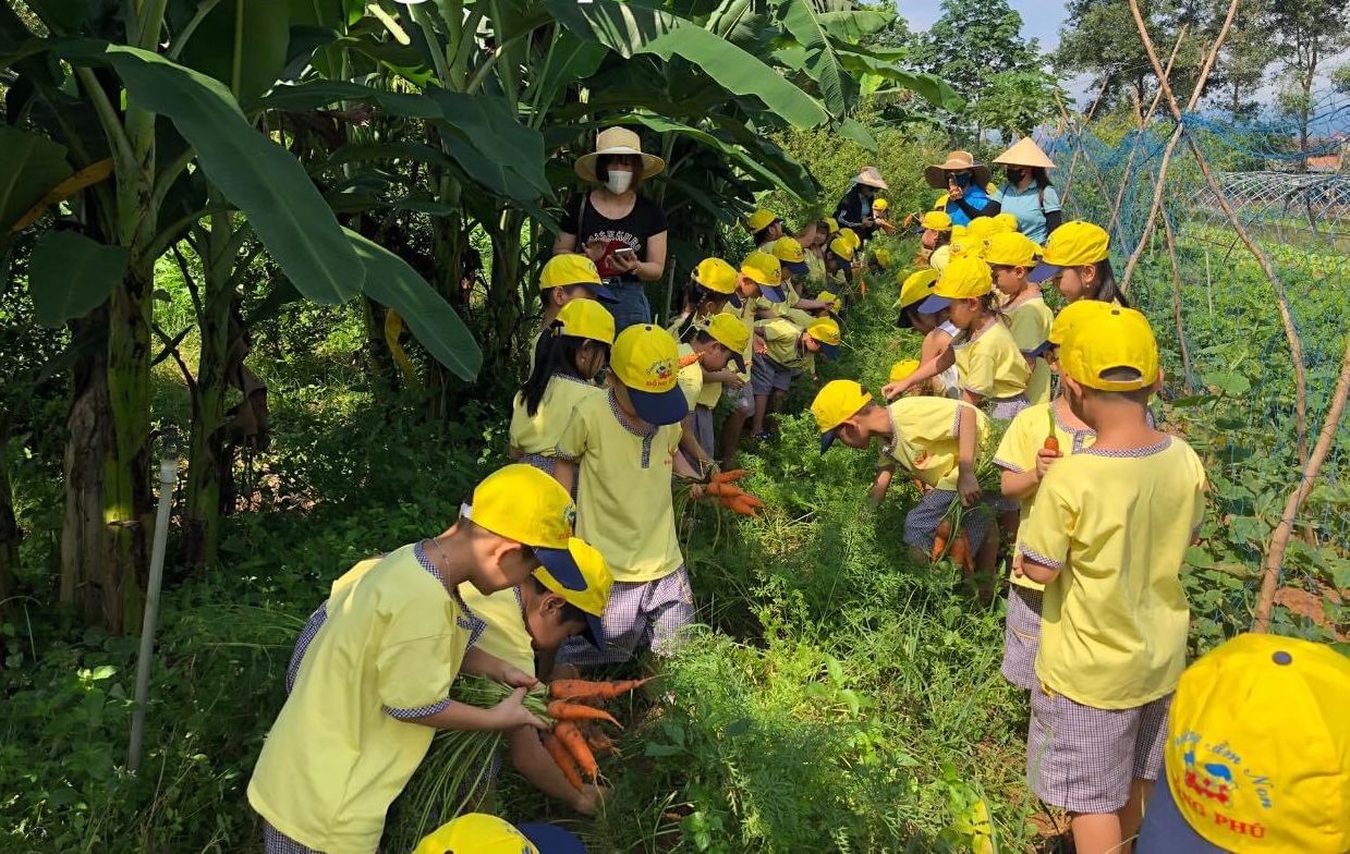 Trải nghiệm làm nông dân nhí.
