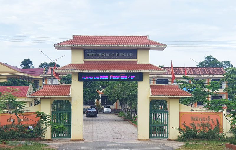 Trường THCS Hưng Thủy, nơi xảy ra vụ việc nam sinh bị đánh hội đồng.