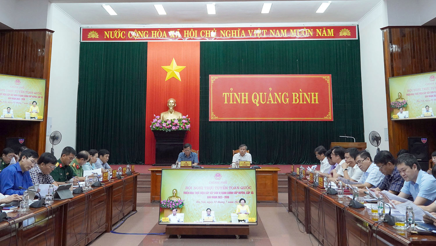 Toàn cảnh hội nghị tại điểm cầu Quảng Bình