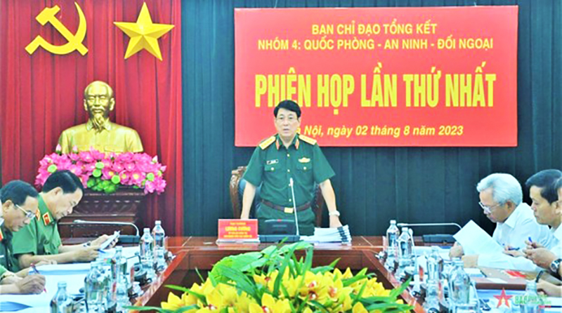 Đại tướng Lương Cường phát biểu tại Phiên họp thứ nhất Nhóm Biên tập Quốc phòng-An ninh-Đối ngoại. (Nguồn: Báo Quân đội Nhân dân)