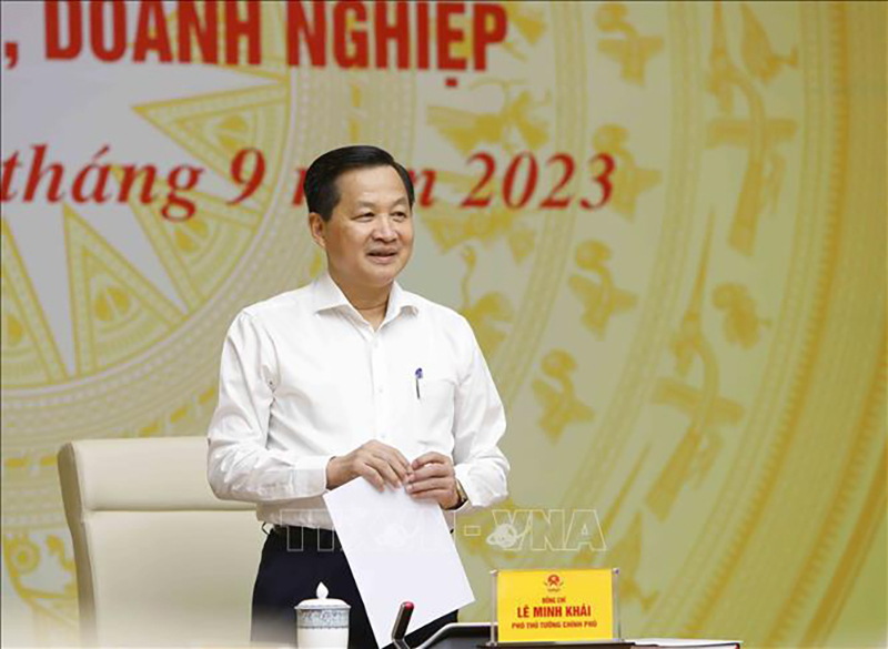  Phó Thủ tướng Lê Minh Khái phát biểu. Ảnh: An Đăng/TTXVN
