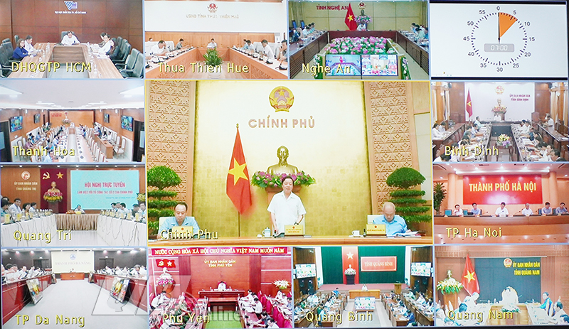 Các điểm cầu địa phương tham dự cuộc họp.