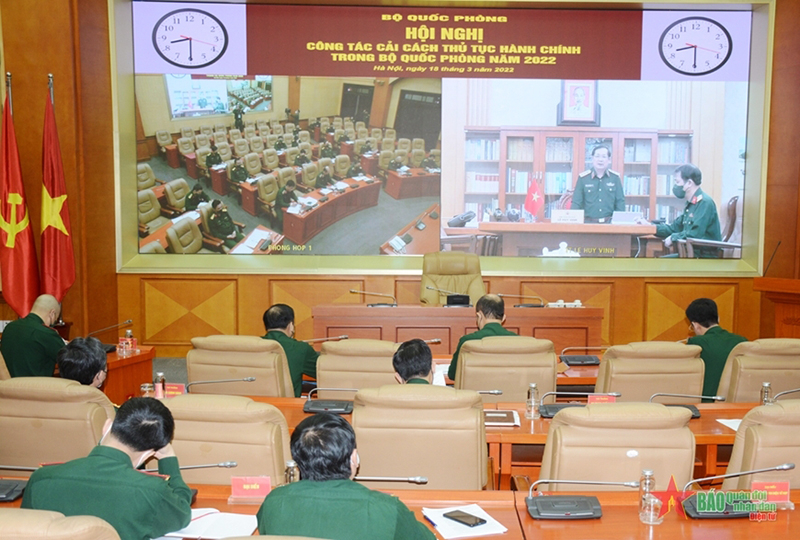 Bộ Quốc phòng tổ chức Hội nghị công tác cải cách thủ tục hành chính trong Bộ Quốc phòng năm 2022. Ảnh: qdnd.vn 