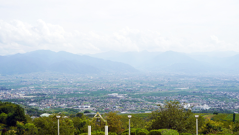 Phong cảnh một bồn địa tại Yamanashi.