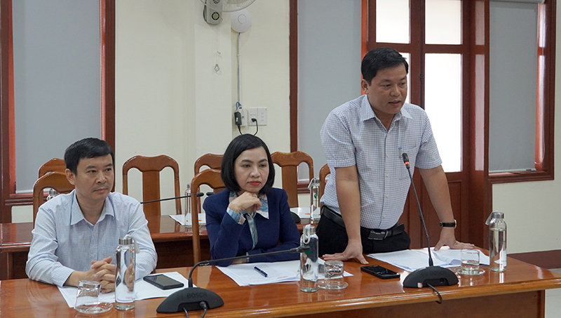 Đại diện lãnh đạo Ban Tuyên giáo Tỉnh ủy phát biểu tại buổi họp báo