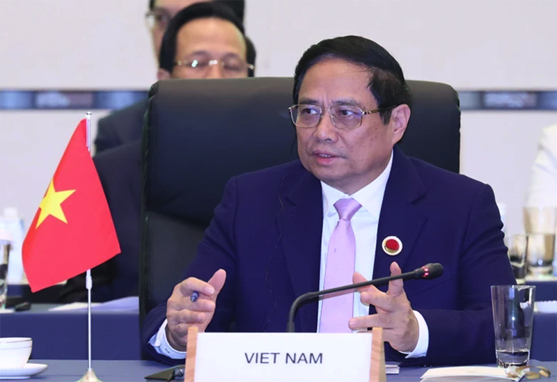 Thủ tướng Phạm Minh Chính dự Phiên bế mạc Hội nghị Cấp cao kỷ niệm 50 năm quan hệ ASEAN-Nhật Bản. (Ảnh: Dương Giang/TTXVN)