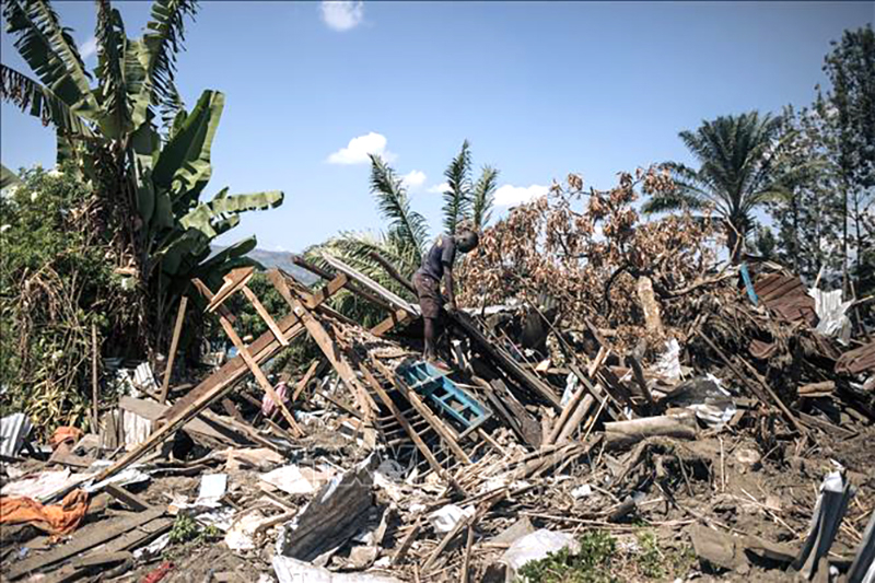 Hiện trường vụ lở đất ở tỉnh Nam Kivu, CHDC Congo ngày 9/6/2023. Ảnh: AFP/TTXVN