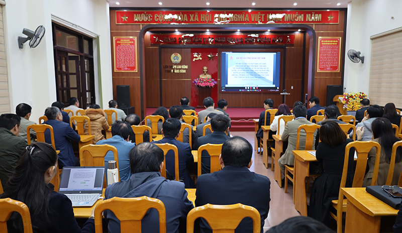 Quang cảnh hội nghị tại điểm cầu Quảng Bình.
