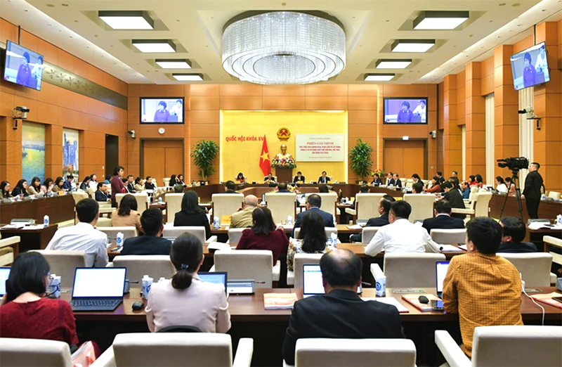 Phiên giải trình “Việc thực hiện chính sách, pháp luật về xây dựng, quản lý và sử dụng thiết chế văn hoá, thể thao giai đoạn 2013-2023”. Ảnh: quochoi.vn