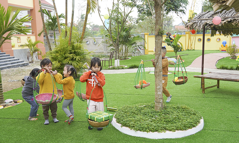 Không gian Tết Việt tại Trường mầm non Quảng Tân.