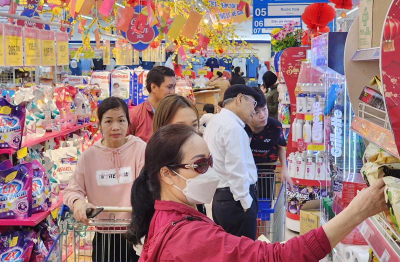 Người dân rộn ràng mua sắm Tết.