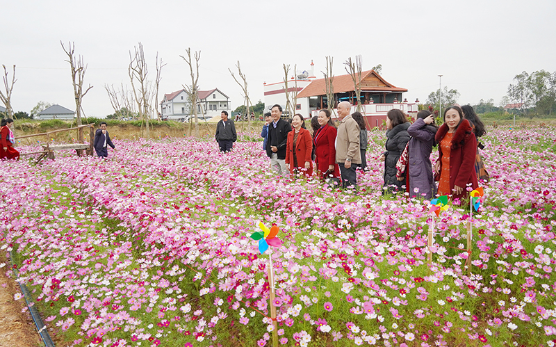 Làng hương tại vườn hoa Lèn Chùa (xã Xuân Trạch, Bố Trạch) là điểm check-in được nhiều bạn trẻ lựa chọn.