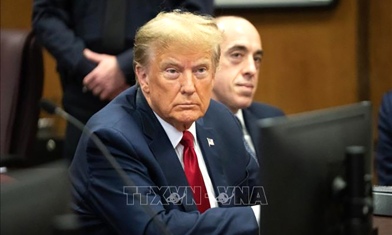 Cựu Tổng thống Mỹ Donald Trump tại Tòa án hình sự Manhattan, thành phố New York ngày 15/2/2024. Ảnh: AFP/TTXVN