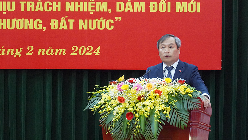 Đồng chí Bí thư Tỉnh ủy Vũ Đại Thắng phát biểu khai mạc hội nghị