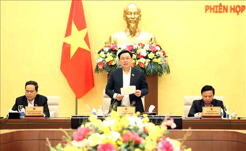 Chủ tịch Quốc hội Vương Đình Huệ phát biểu bế mạc Phiên họp thứ 30 của Ủy ban Thường vụ Quốc hội. Ảnh: An Đăng/TTXVN