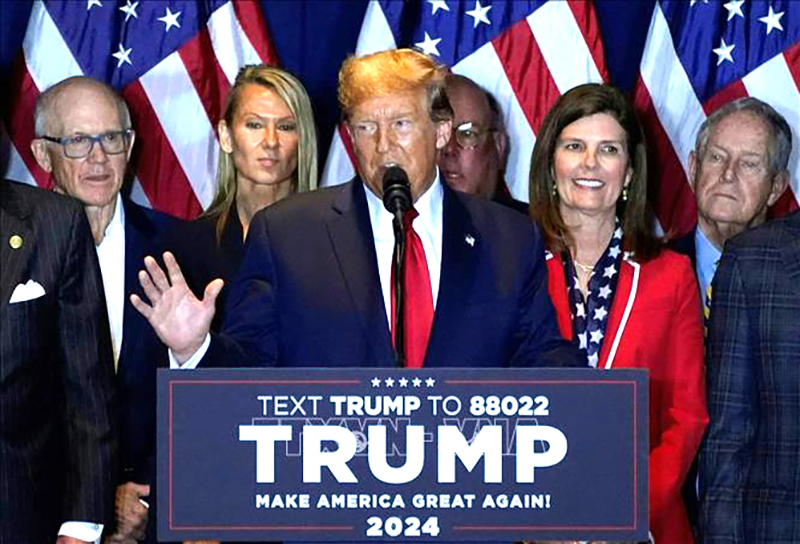 Cựu Tổng thống Mỹ Donald Trump phát biểu tại bang South Carolina ngày 24/2/2024. Ảnh: AFP/TTXVN