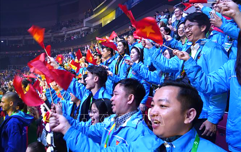Hơn 100 thành viên đoàn Việt Nam tham gia WYF. Ảnh: Duy Trinh/ Phóng viên TTXVN tại LB Nga