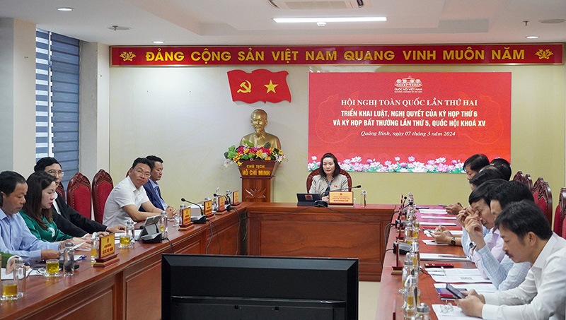 Quang cảnh hội nghị tại điểm cầu Quảng Bình