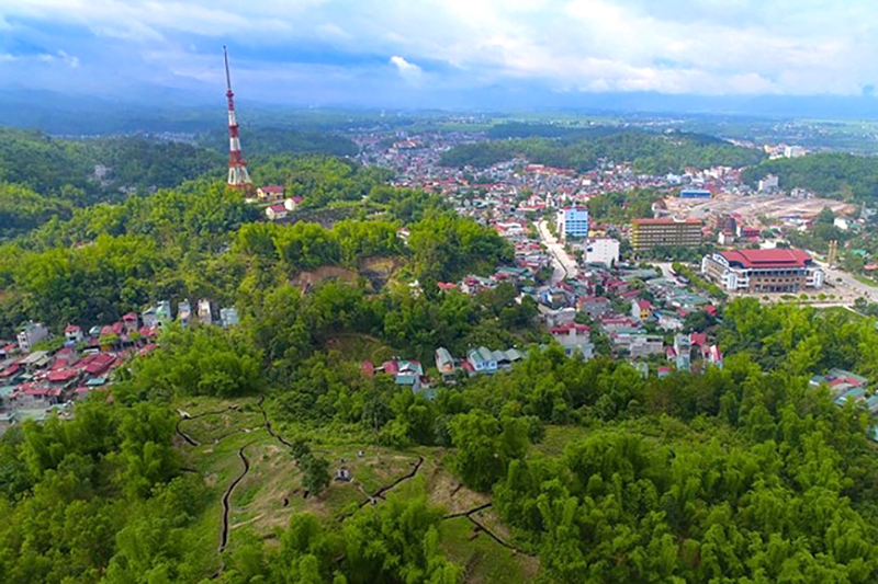 Di tích cụm cứ điểm Him Lam nhìn từ trên cao.