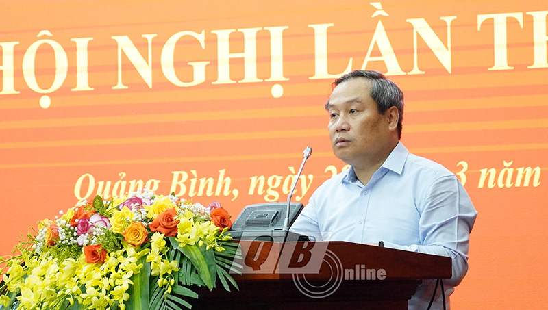 Đồng chí Bí thư Tỉnh ủy Vũ Đại Thắng phát biểu chỉ đạo tại hội nghị