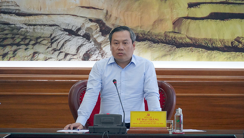 Đồng chí Bí thư Tỉnh ủy, Trưởng Ban Chỉ đạo PCTN,TC tỉnh Vũ Đại Thắng chỉ đạo tại phiên họp