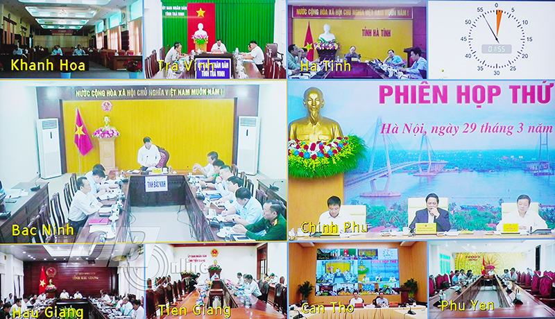 Điểm cầu các địa phương tham gia thảo luận tại phiên họp.