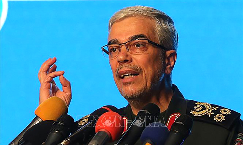 Tham mưu trưởng Lực lượng Vũ trang Iran Mohammad Bagheri phát biểu tại một hội nghị ở Tehran ngày 23/2/2023. Ảnh (tư liệu): AFP/TTXVN