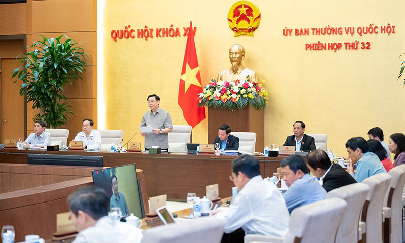 Ủy ban Thường vụ Quốc hội cho ý kiến về việc chuẩn bị kỳ họp thứ 7, Quốc hội khóa XV. (Ảnh: An Đăng/TTXVN)